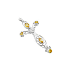 Sterling Silver Citrine Cross Pendant SSP115