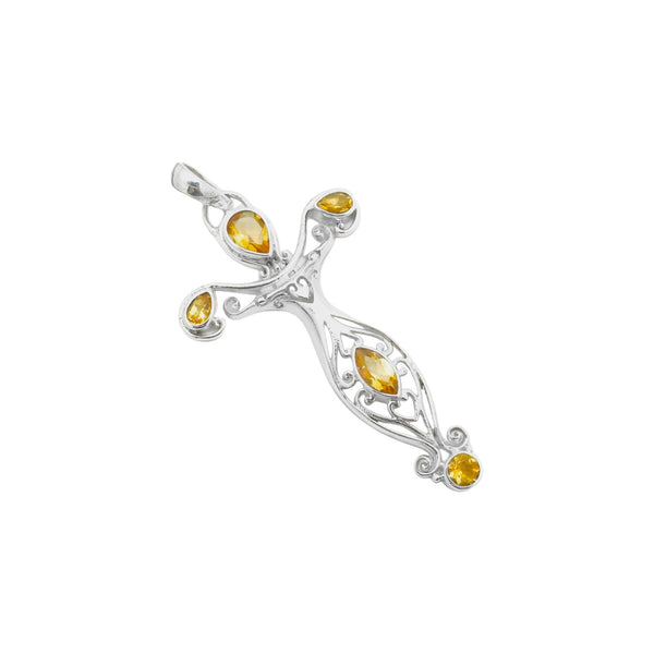 Sterling Silver Citrine Cross Pendant SSP115