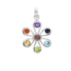 Sterling Silver Chakra Multi Gemstone Pendant SSP112
