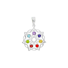 Sterling Silver Chakra Multi Gemstone Pendant SSP148