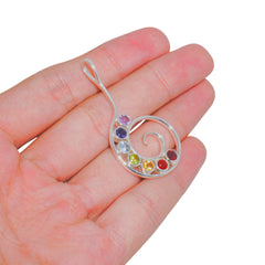 Sterling Silver Chakra Multi Gemstone Pendant SSP151