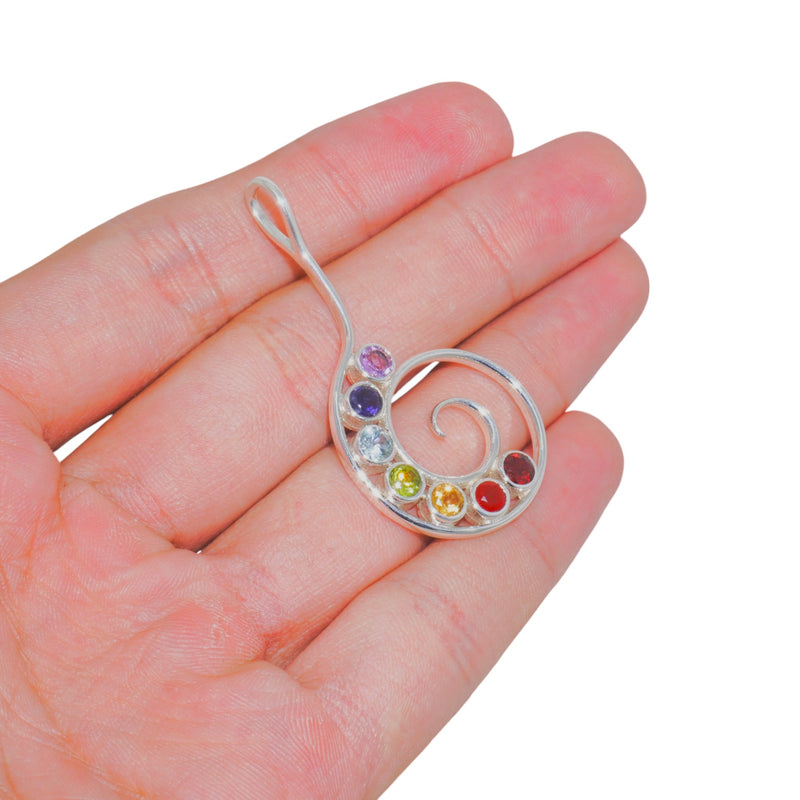 Sterling Silver Chakra Multi Gemstone Pendant SSP151