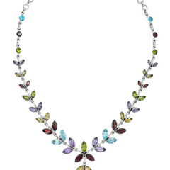 Sterling Silver Multi Gemstone Necklace SSN10