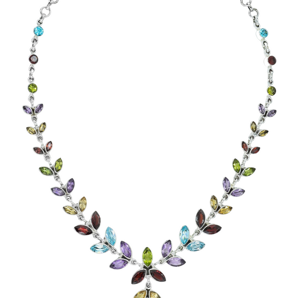 Sterling Silver Multi Gemstone Necklace SSN10