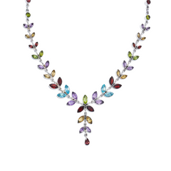 Sterling Silver Multi Gemstone Necklace SSN10