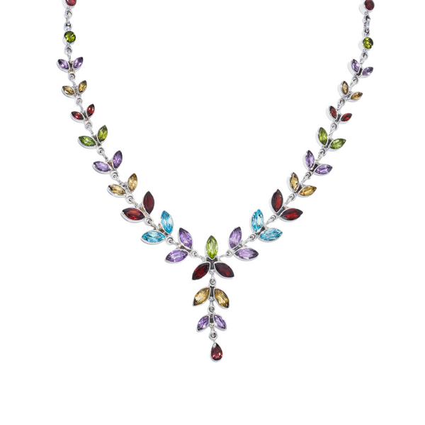 Sterling Silver Multi Gemstone Necklace SSN10