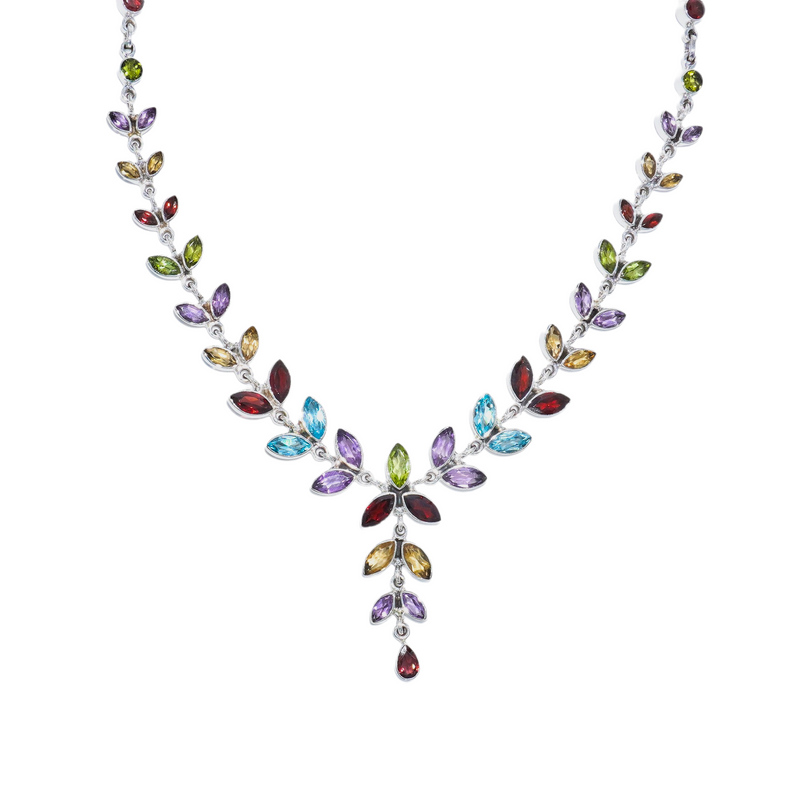 Sterling Silver Multi Gemstone Necklace SSN10