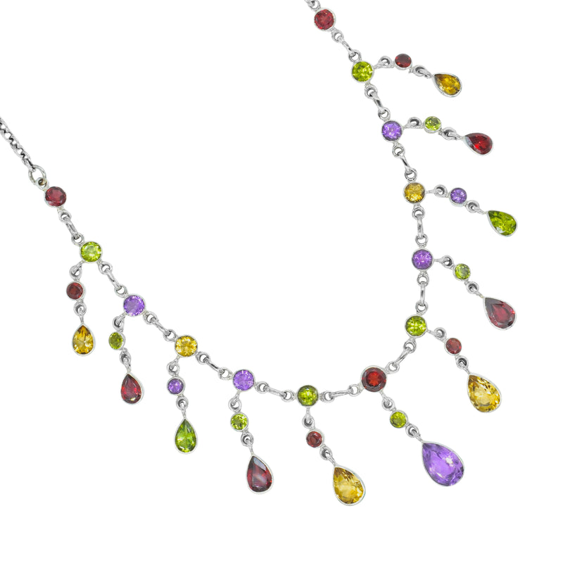 Sterling Silver Multi Gemstone Necklace SSN11