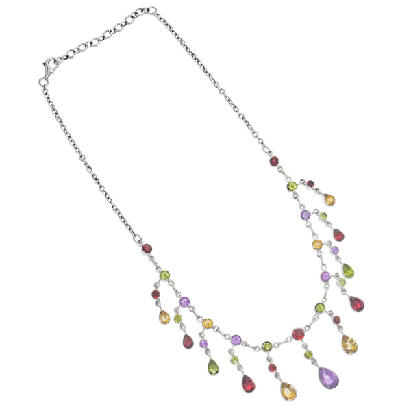 Sterling Silver Multi Gemstone Necklace SSN11