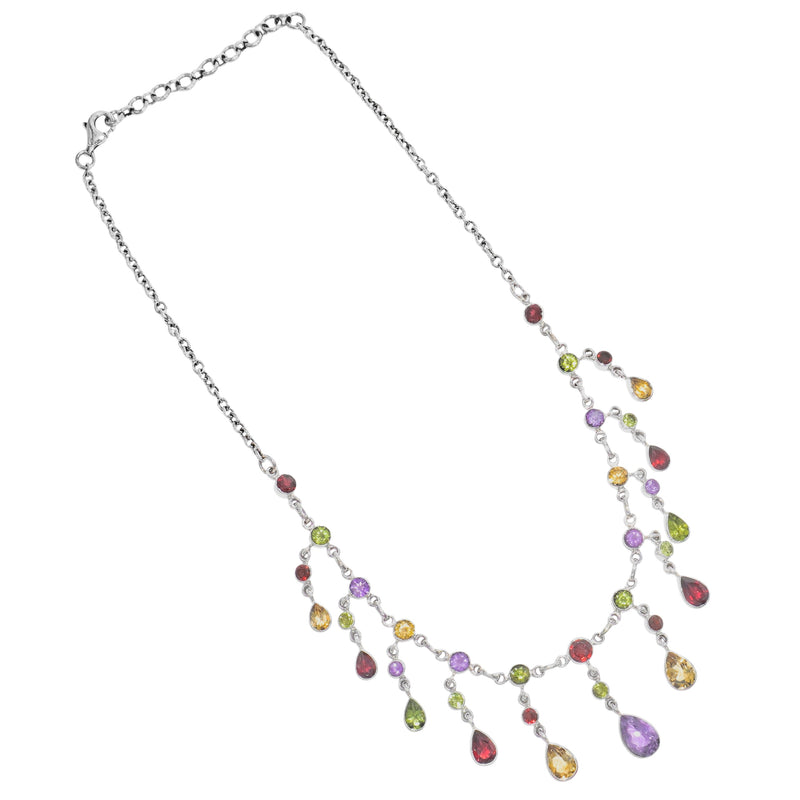 Sterling Silver Multi Gemstone Necklace SSN11
