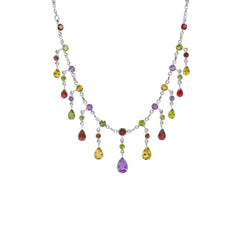 Sterling Silver Multi Gemstone Necklace SSN11