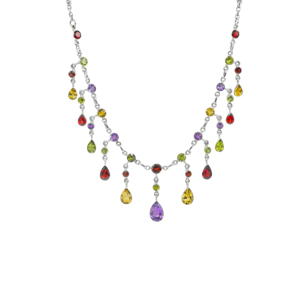 Sterling Silver Multi Gemstone Necklace SSN11