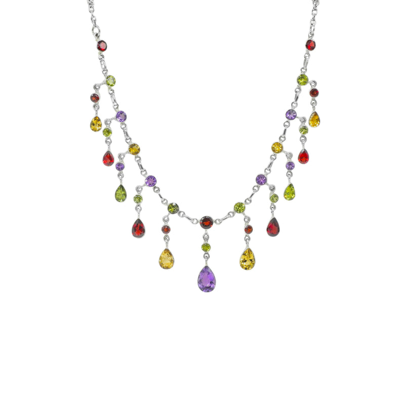 Sterling Silver Multi Gemstone Necklace SSN11