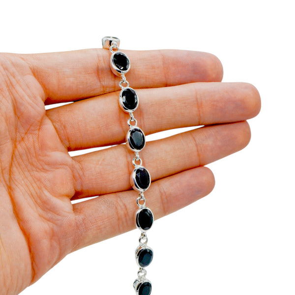 Sterling Silver Black Spinel Bracelet SSBR64