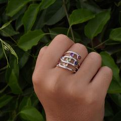 Sterling Silver Multi Gemstone Chakra Ring SSR248