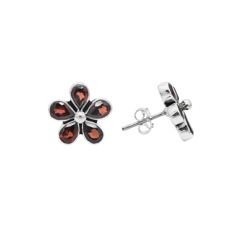 Sterling Silver Garnet Stud Earrings SSER161