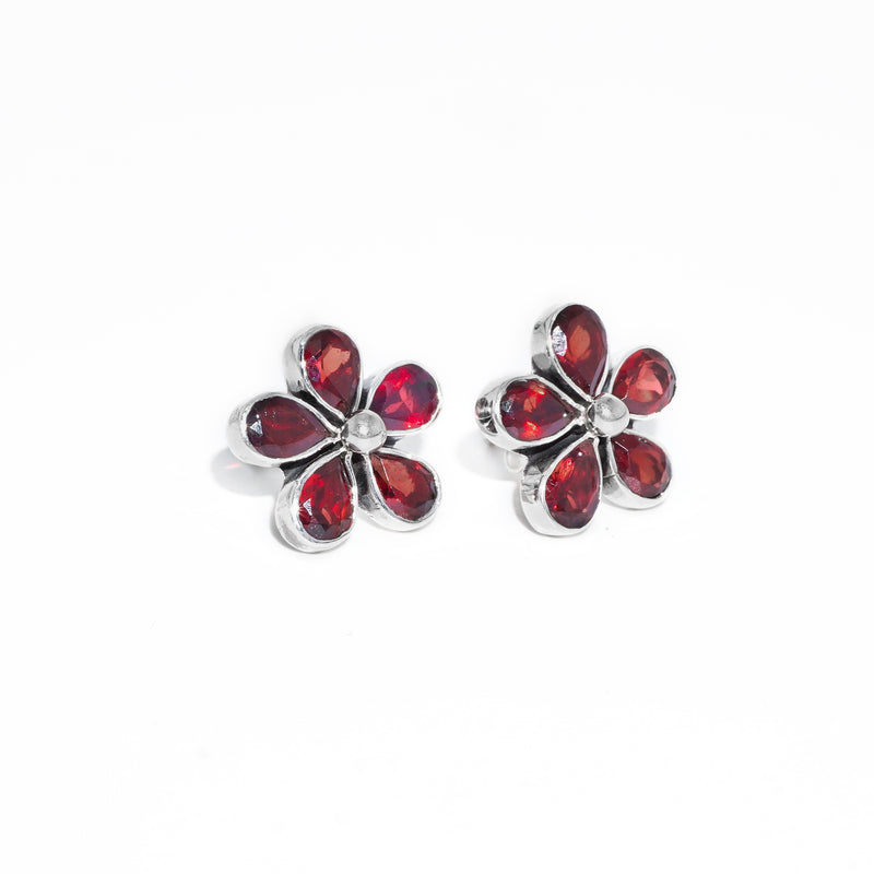 Sterling Silver Garnet Stud Earrings SSER161