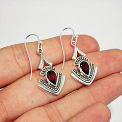 Sterling Silver Garnet Earrings SSER134