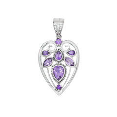 Sterling Silver Amethyst Heart Pendant SSP190