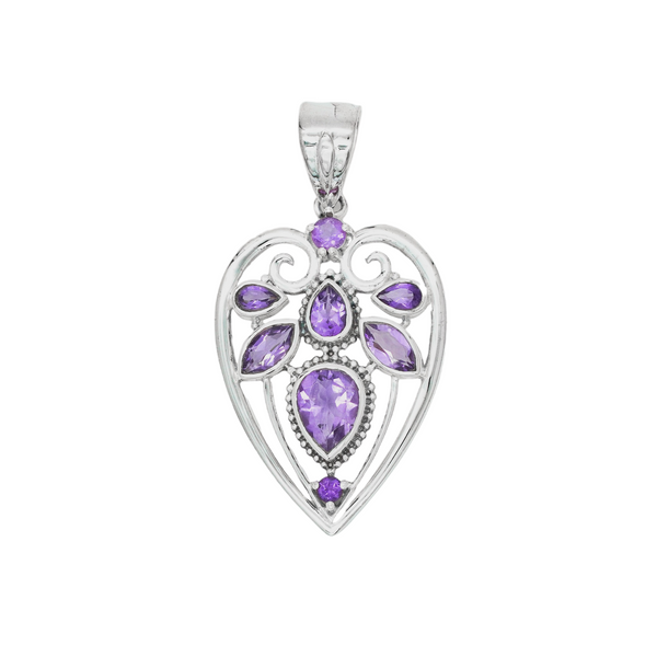 Sterling Silver Amethyst Heart Pendant SSP190