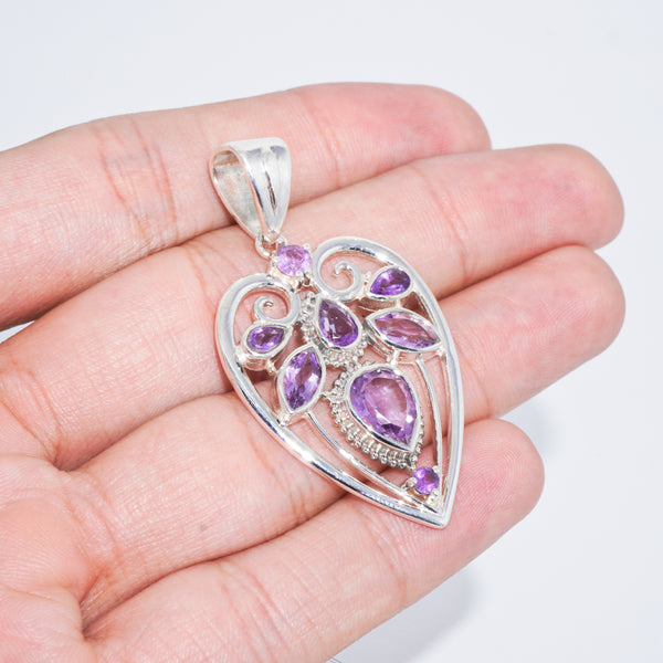 Sterling Silver Amethyst Heart Pendant SSP190