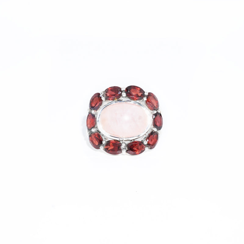 Sterling Silver Rose Quartz & Garnet Ring SSR104