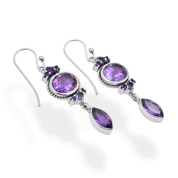 Sterling Silver Amethyst Earrings SSER16