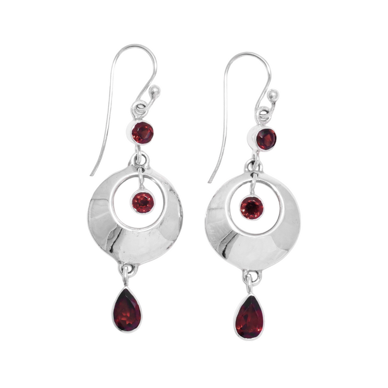 Sterling Silver Garnet Earrings SSER118