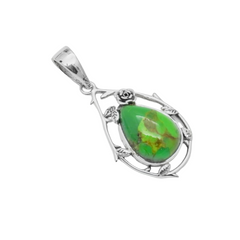 Sterling Silver Green Mohave Turquoise Pendant SSP11