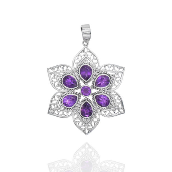 925 Sterling Silver Amethyst Pendant SSP1