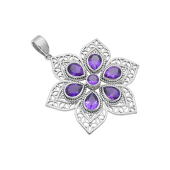 925 Sterling Silver Amethyst Pendant SSP1