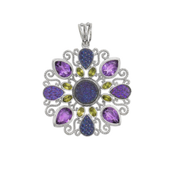 Sterling Silver Multi Gemstone Pendant SSP169