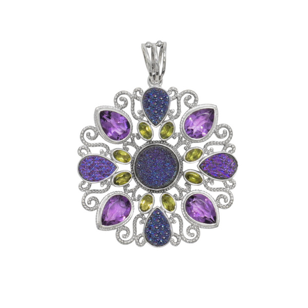 Sterling Silver Multi Gemstone Pendant SSP169