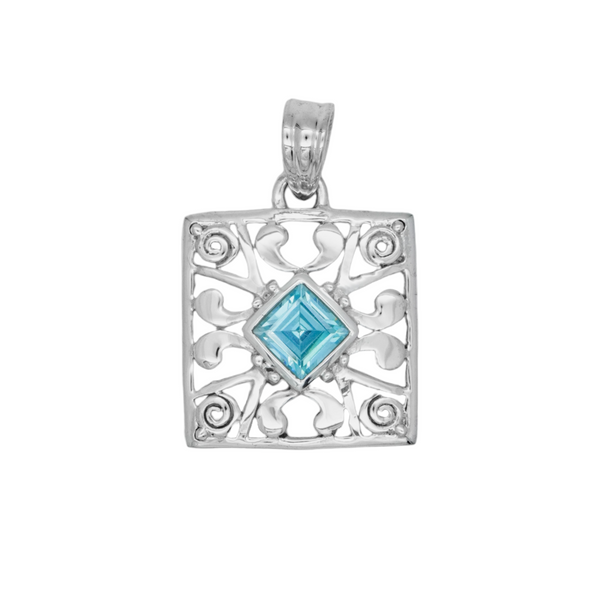 Sterling Silver Blue Topaz Pendant SSP173