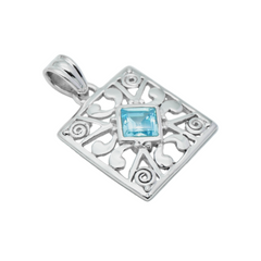 Sterling Silver Blue Topaz Pendant SSP173