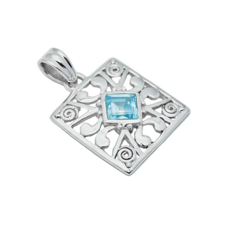 Sterling Silver Blue Topaz Pendant SSP173