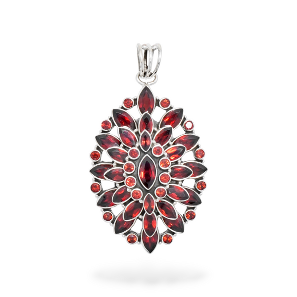 Sterling Silver Garnet Pendant SSP155