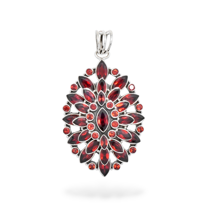 Sterling Silver Garnet Pendant SSP155