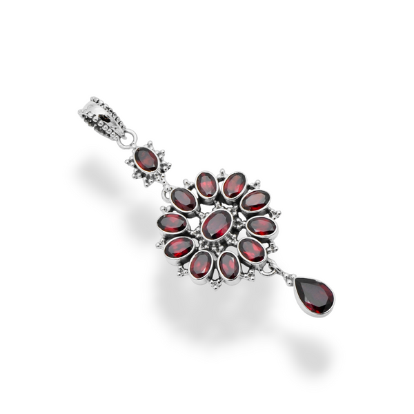 Sterling Silver Garnet Pendant SSP156