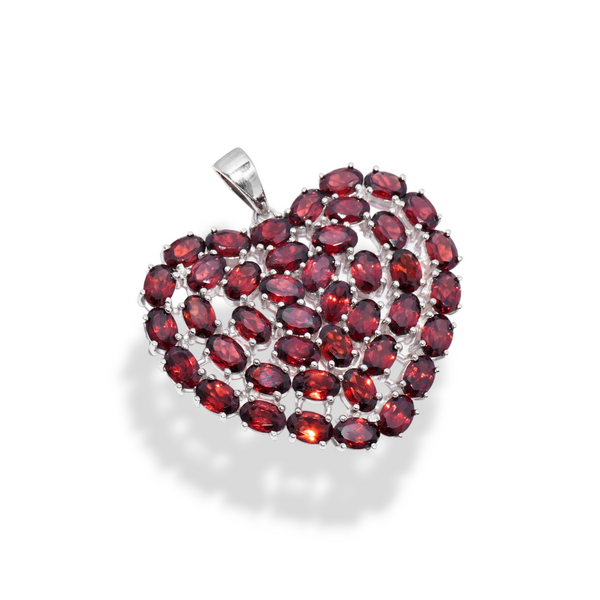 Sterling Silver Garnet Heart Pendant SSP197