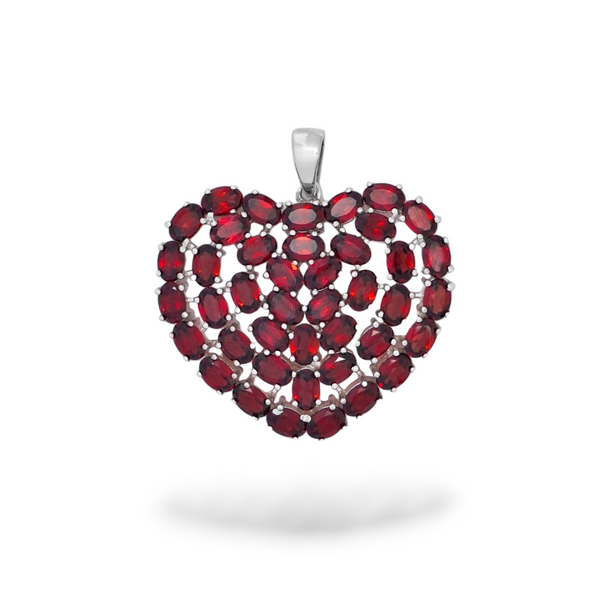 Sterling Silver Garnet Heart Pendant SSP197