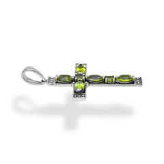 Sterling Silver Peridot Cross Pendant SSP198