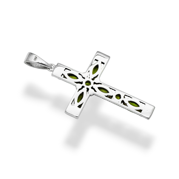 Sterling Silver Peridot Cross Pendant SSP198