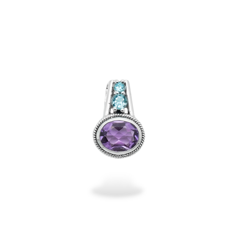 Sterling Silver Amethyst & Blue Topaz Pendant SSP200