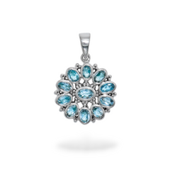 Sterling Silver Blue Topaz Pendant SSP193