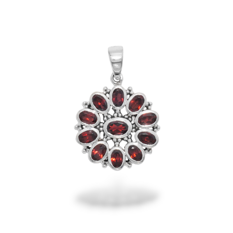 Sterling Silver Garnet Pendant SSP193