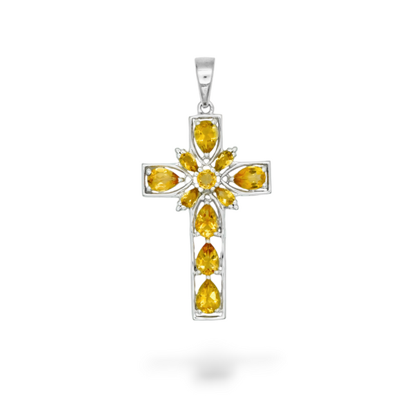 Sterling Silver Citrine Cross Pendant SSP201