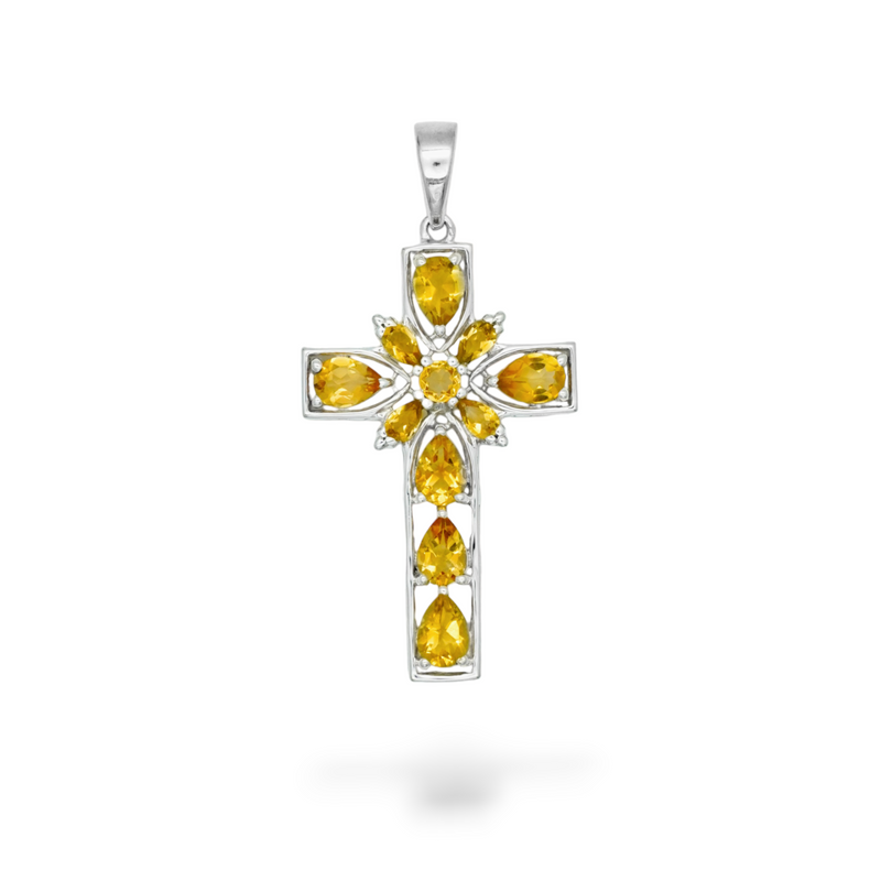 Sterling Silver Citrine Cross Pendant SSP201
