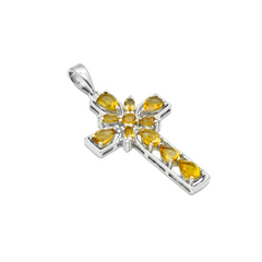 Sterling Silver Citrine Cross Pendant SSP201