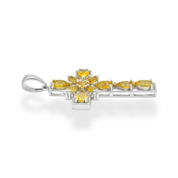 Sterling Silver Citrine Cross Pendant SSP201